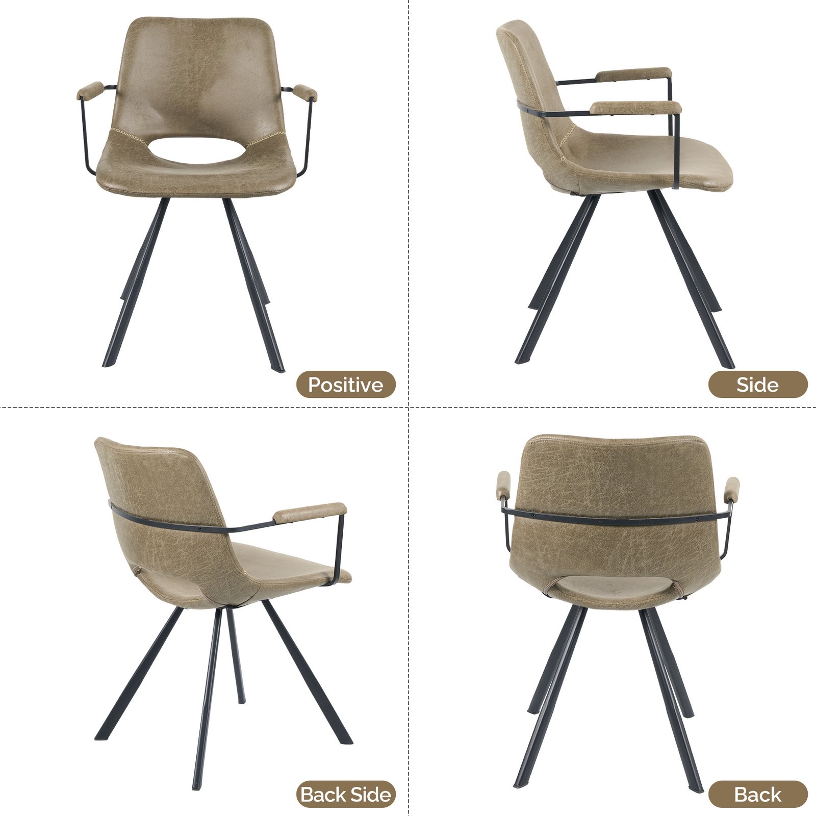 Leather Dining Chairs Set Of 2, Mid-Century Modern Dining Room Chair With Soft Cushions, Kitchen Chairs With Metal Legs For Kitchen, Living Room - Image 10