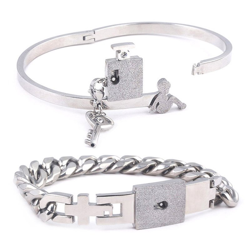 Fashion Jewelry Titanium Steel Couple Love Lock, Bracelet, Key Set, Necklace - Image 10