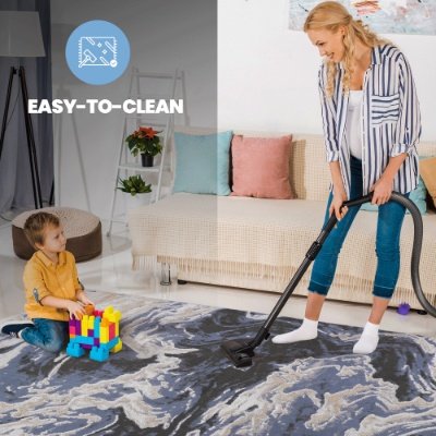 LOOM LUXE Collection 5X7 Grey Abstract Non-Shedding Living Room Bedroom Dining Home Office Stylish And Stain Resistant Area Rug - Image 7