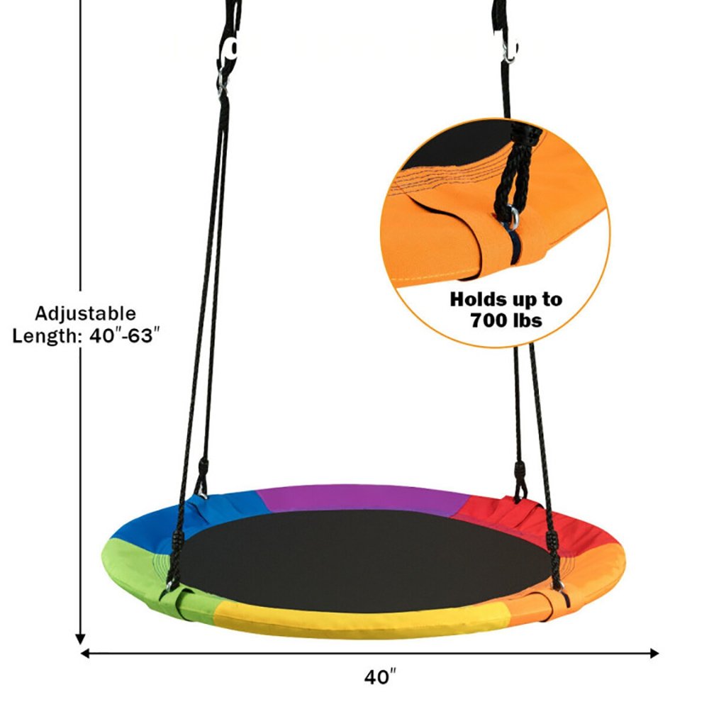 40 Inch Flying Saucer Tree Swing Outdoor Play For Kids - Image 4