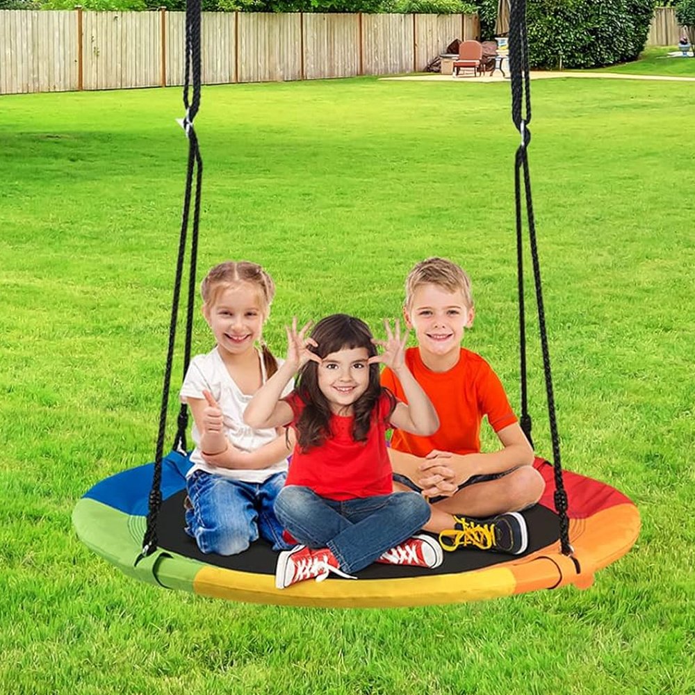 40 Inch Flying Saucer Tree Swing Outdoor Play For Kids - Image 5