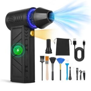 1Pc Compressed Air Duster With LED Light Up To 150000RPM Speed For PC Keyboard Cleaning High Speed Rechargeable Cordless Air Blower With 4 Speeds For Home Car Outdoor
