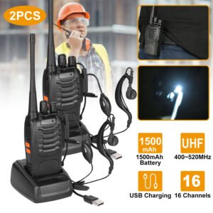 2 X Baofeng BF-888S Walkie Talkies Two Way Radio UHF 16CH 400-470MHZ Long Range