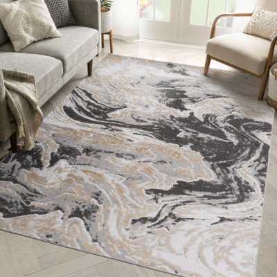 LOOM LUXE Collection 5X7 Grey Abstract Non-Shedding Living Room Bedroom Dining Home Office Stylish And Stain Resistant Area Rug - Image 2