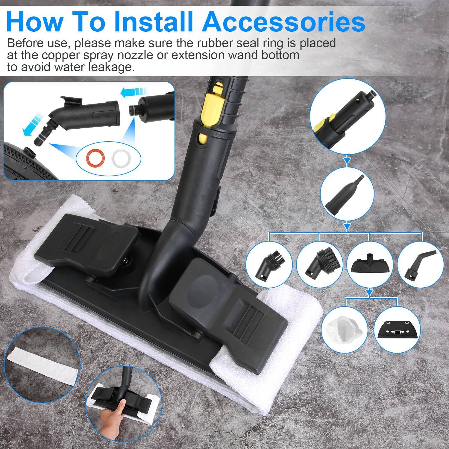 1Pc 1800W Steam Cleaning Machine With Wheels High Temperature And Pressure Steamer Cleaner With 2L Water Tank Stepless Steam Control 15 Accessories - Image 6