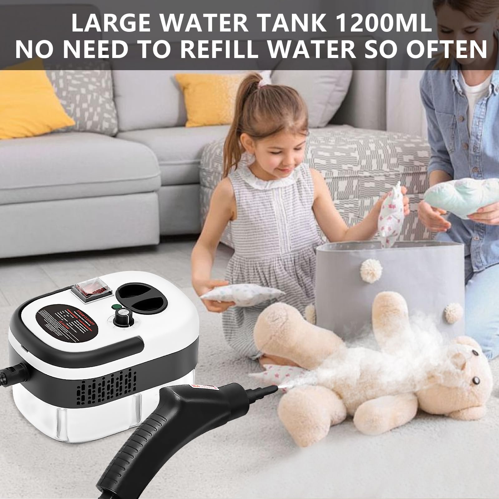 Handheld Steam Cleaner, Steamer For Cleaning, 2500W Pressurized Steam Cleaner With 1.2L Water Tank And 12 Attachments, Portable Steamer Cleaner For Home Car Kitchen Bathroom Furniture Tile Grout - Image 2