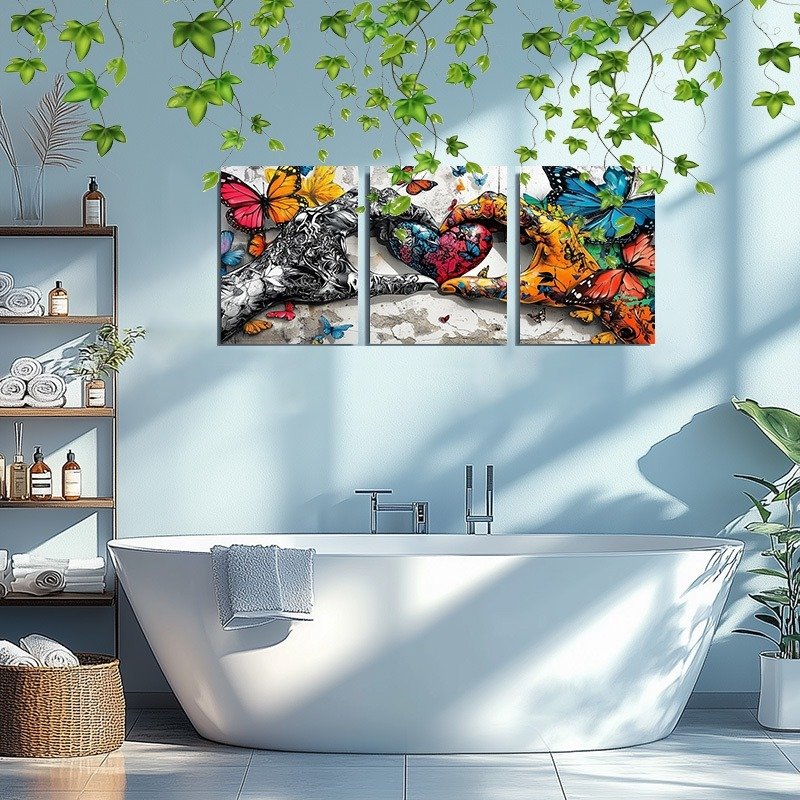 Framed 3pcs Graffiti Holding Hands Love Heart Canvas Wall Art Fashion Love Poster Painting Prints For Home Dining Room Living Room Wall Decor Artwork--Selling On Temu Is Prohibited - Image 6