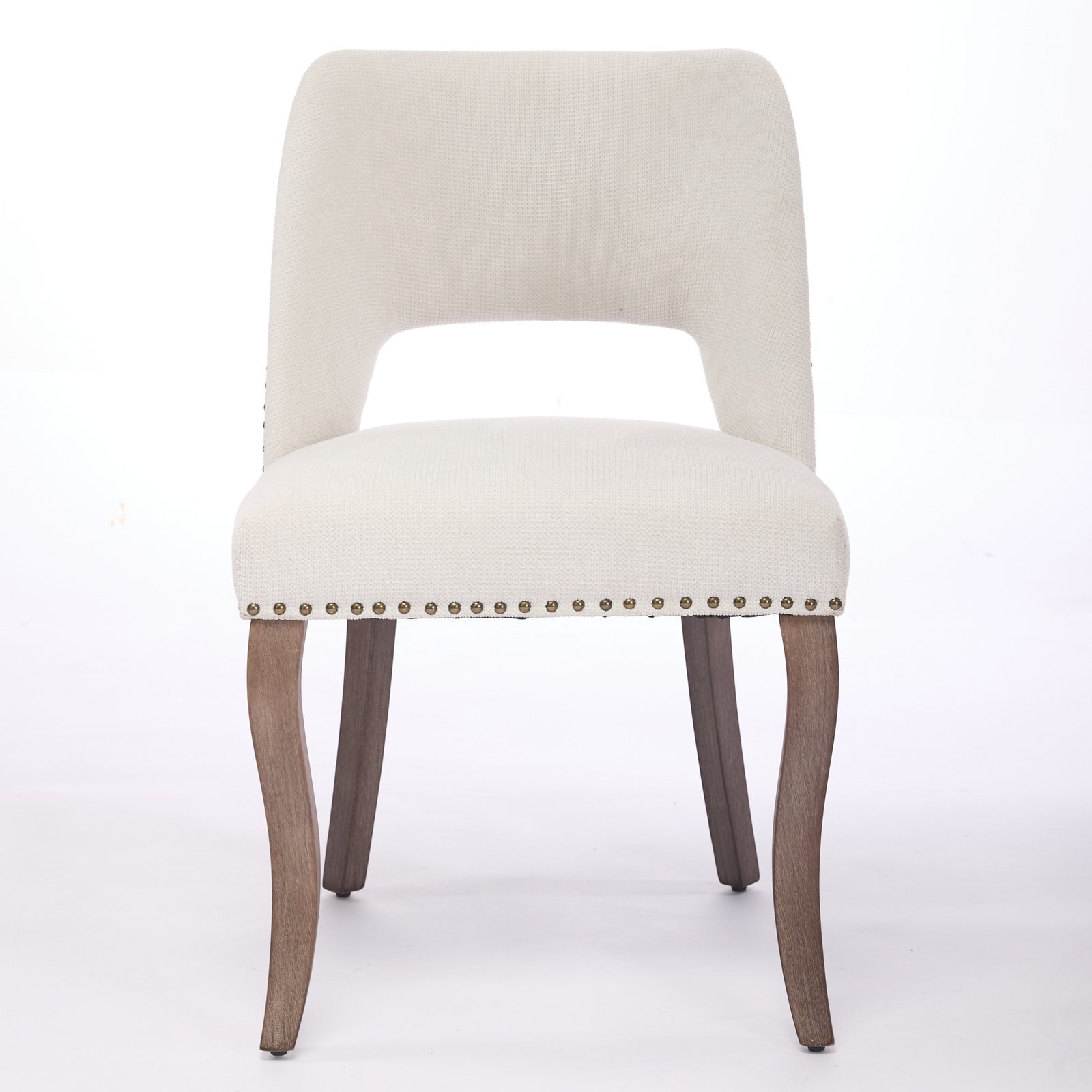 Wooden Dining Chairs Set Of 2, Modern Fabric Upholstered Dining Room Chair Kitchen Chairs, Farmhouse Dinner Chair For Kitchen Dining Room, Beige - Image 2