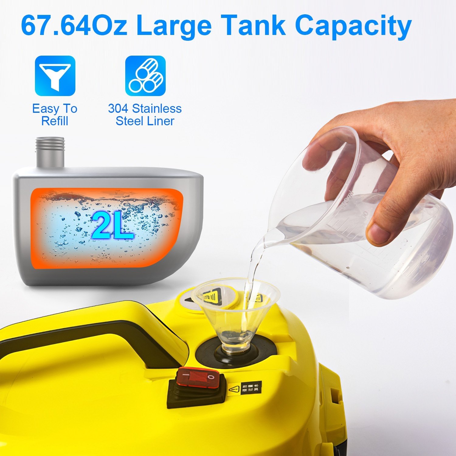 1Pc 1800W Steam Cleaning Machine With Wheels High Temperature And Pressure Steamer Cleaner With 2L Water Tank Stepless Steam Control 15 Accessories - Image 3