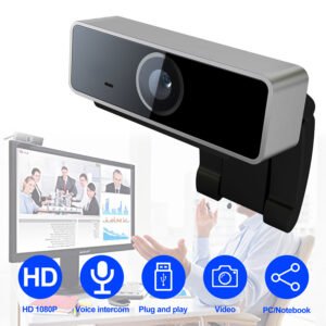 1Pc FHD 1080P Webcam USB PC Computer Webcam Auto Focus With Microphone 60-Degree Widescreen Desktop Laptop Webcam Live Streaming Webcam With Rotatable Clip For Live Broadcast Video Calling Conferencin