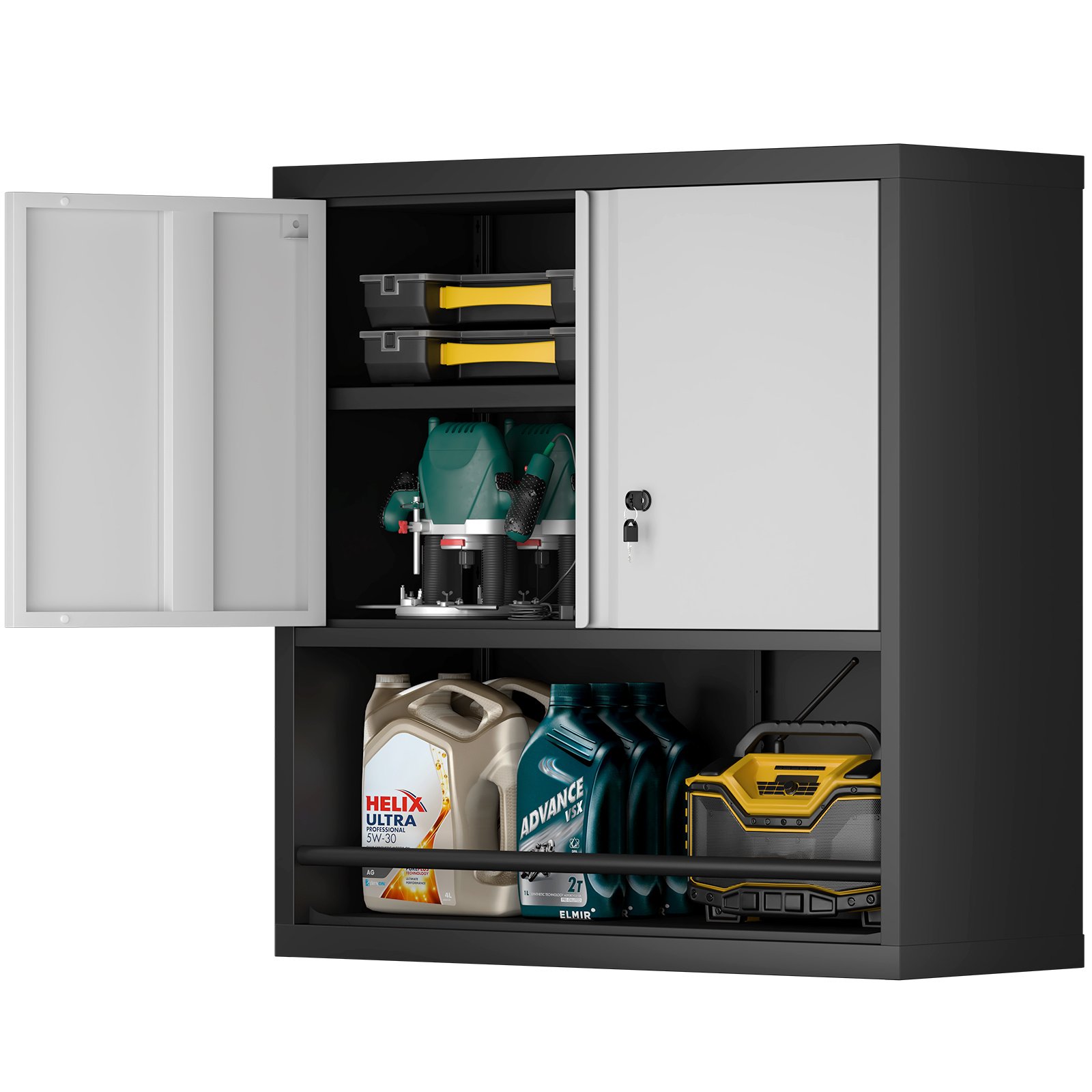 Metal Adjustable 2 Doors Metal Storage Cabinet Kitchen Pantry Cabinet With Adjustable Shelves Tall Steel Cabinet Locker For Kitchen, Living Room, Dining Room And Office - Image 3