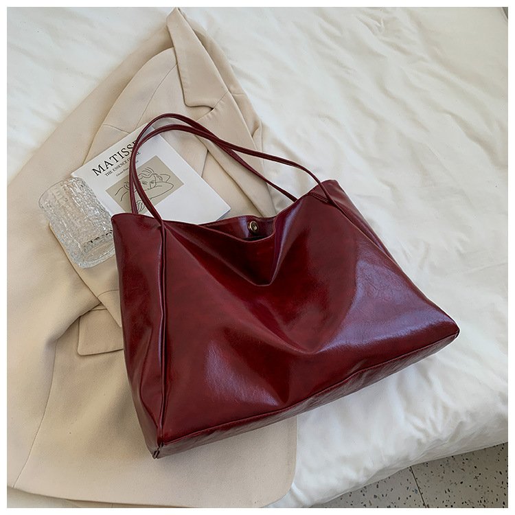 Fashion Handbag New Autumn And Winter Japanese And Korean Large Capacity Soft Leather Shoulder Bag Retro Casual Handbag - Image 8