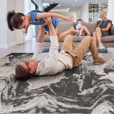 LOOM LUXE Collection 5X7 Grey Abstract Non-Shedding Living Room Bedroom Dining Home Office Stylish And Stain Resistant Area Rug - Image 5