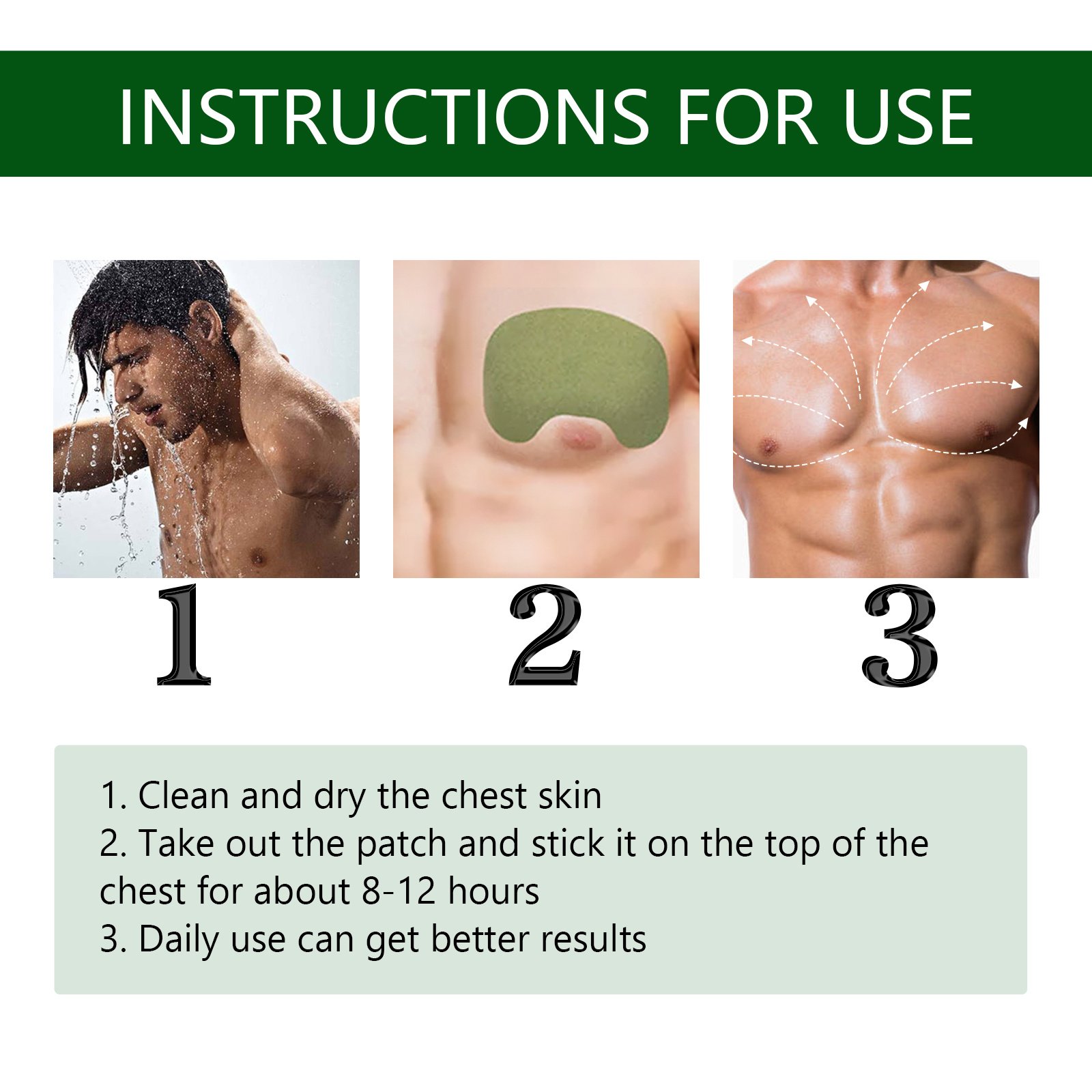 EELHOE Men's Chest Care Firming Chest Skin Anti-Sagging Men's Chest Care Patch - Image 3